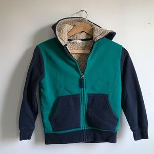 LANDS’END Boys zip hoodie w/ sherpa lining